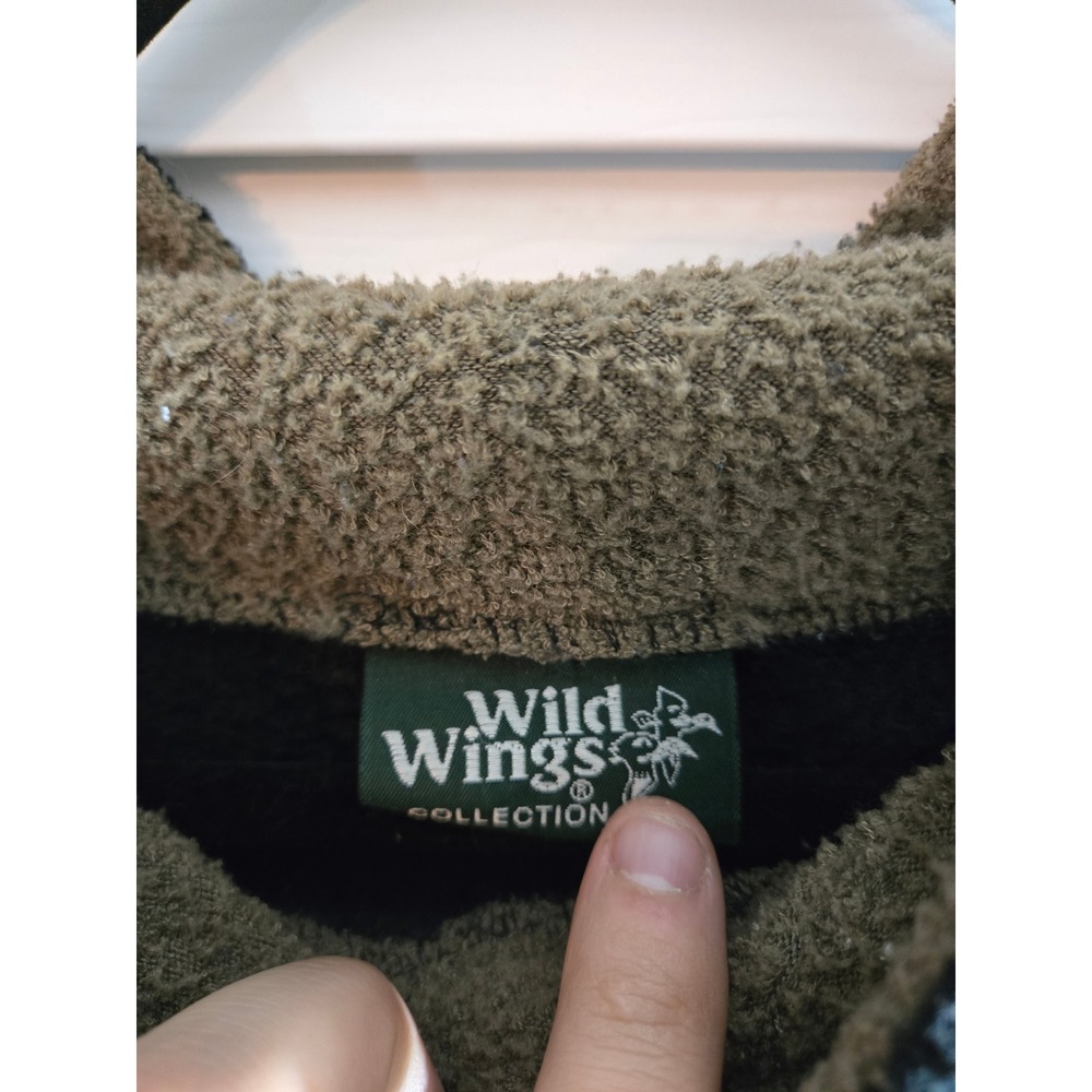Wild Wings Vintage Fleece Pullover‎ Mens XXL Black Deer Embroidered Sherpa - Picture 2 of 8